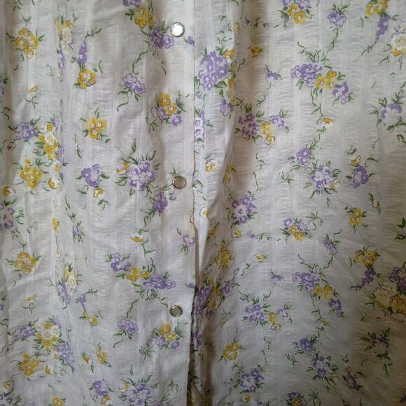 Hampton Intimates Women's Medium Floral Snap Front Short Sleeve Robe VTG - Picture 4 of 5